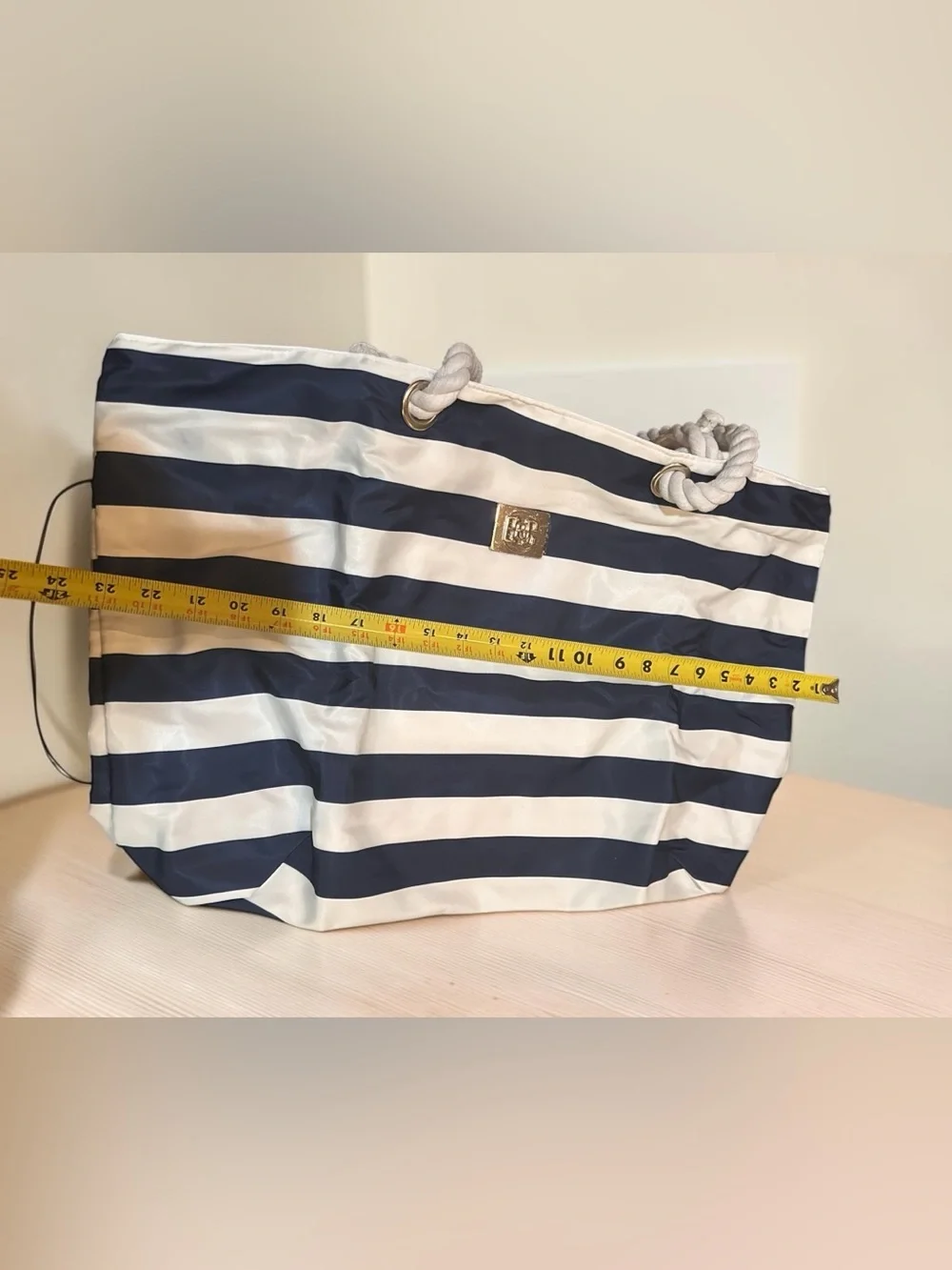 Bang & Carsen XL Navy White Striped Waterproof Beach Travel Tote